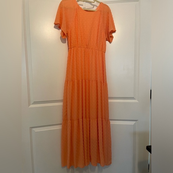 REB. in J 200 peach Maxi dress size large New with tags - Picture 1 of 7